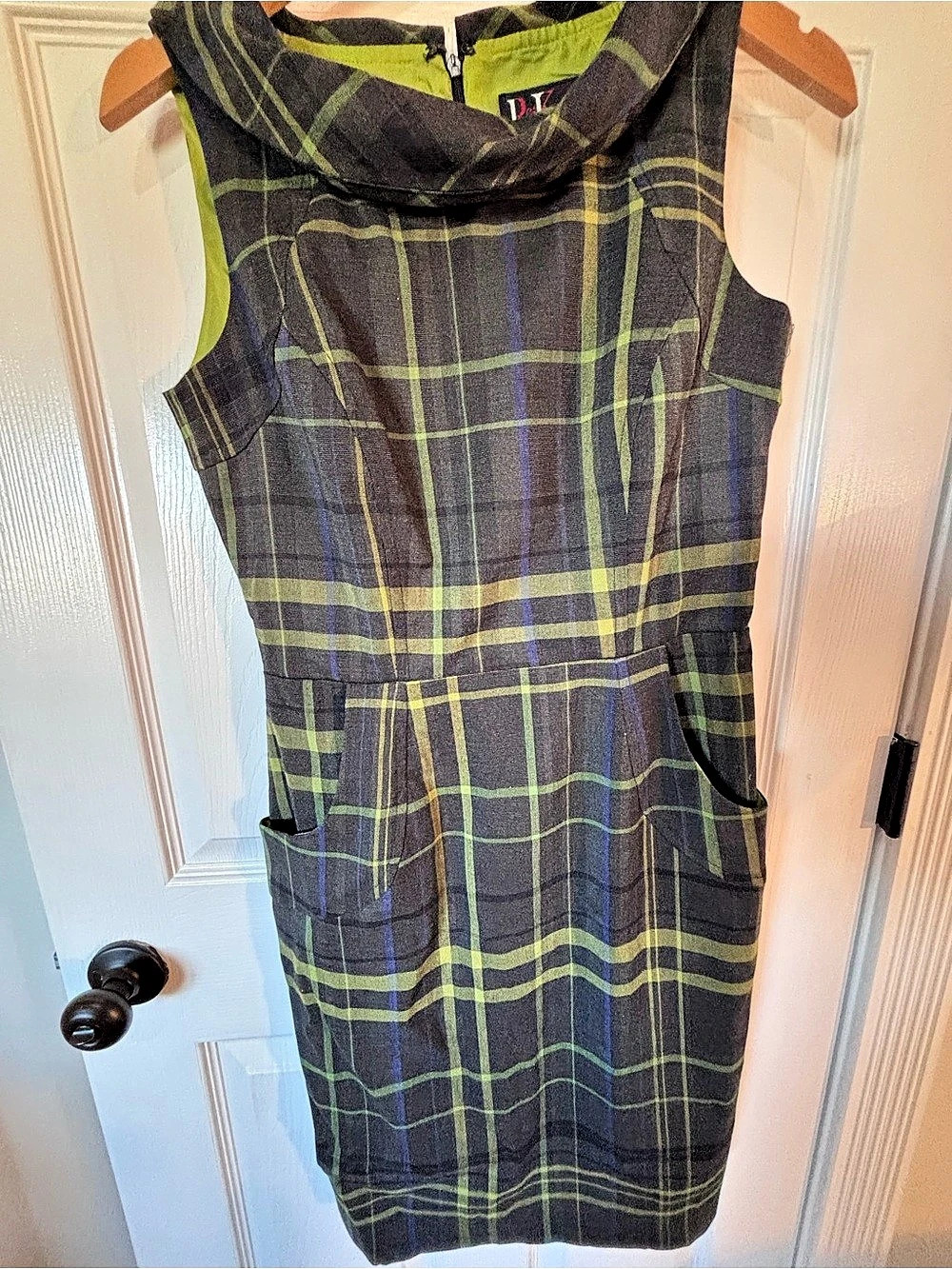 R&K Originals Plaid Mini Dress in Green & Black Size 6